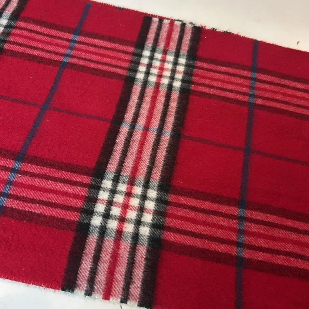 Plaid red, black and white plaid cashmere scarf
